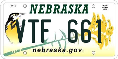 NE license plate VTF661