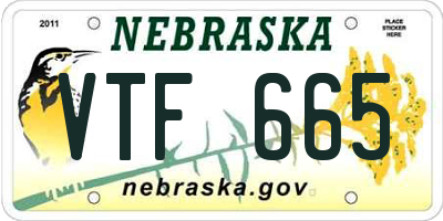 NE license plate VTF665