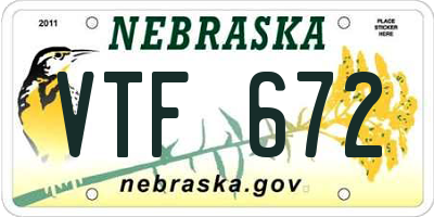 NE license plate VTF672