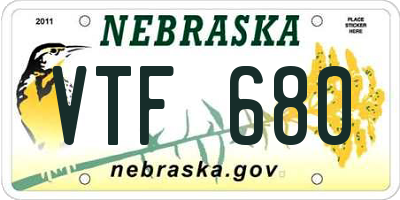 NE license plate VTF680
