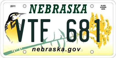 NE license plate VTF681