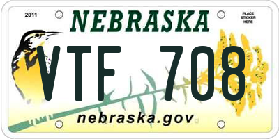 NE license plate VTF708