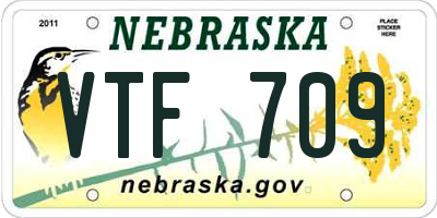 NE license plate VTF709