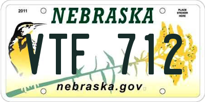 NE license plate VTF712