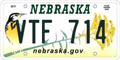 NE license plate VTF714