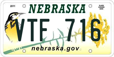 NE license plate VTF716