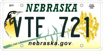 NE license plate VTF721