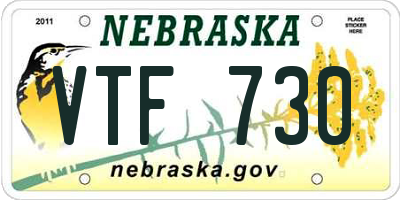 NE license plate VTF730
