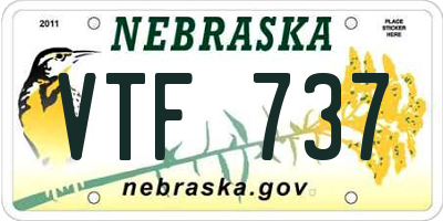 NE license plate VTF737