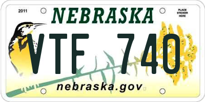NE license plate VTF740