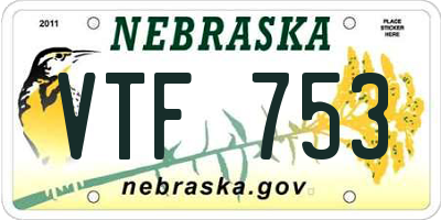 NE license plate VTF753
