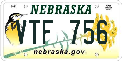 NE license plate VTF756