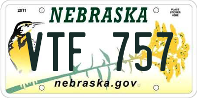 NE license plate VTF757