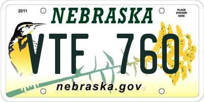 NE license plate VTF760