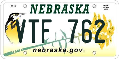 NE license plate VTF762