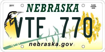 NE license plate VTF770