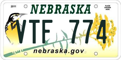 NE license plate VTF774