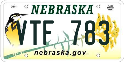 NE license plate VTF783