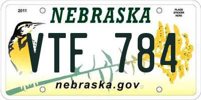 NE license plate VTF784
