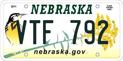 NE license plate VTF792