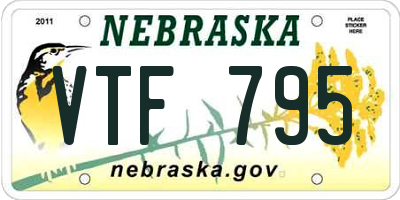 NE license plate VTF795