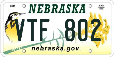 NE license plate VTF802