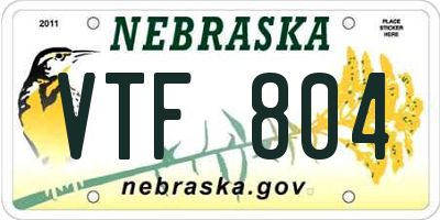 NE license plate VTF804