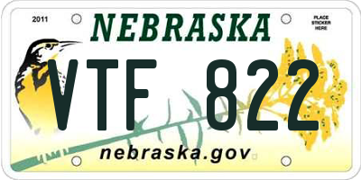 NE license plate VTF822