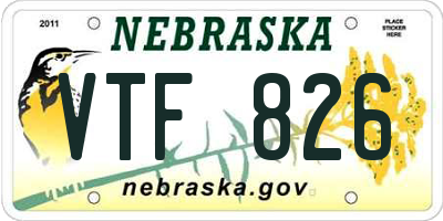 NE license plate VTF826