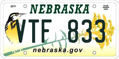 NE license plate VTF833