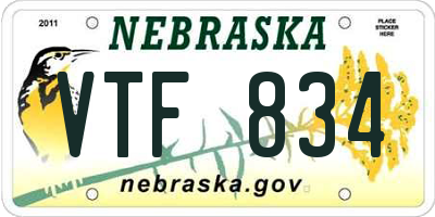 NE license plate VTF834