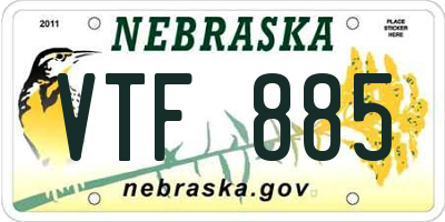 NE license plate VTF885