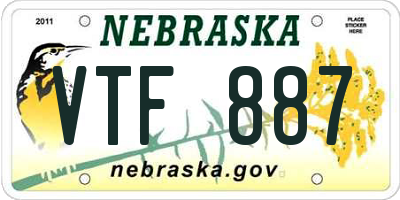 NE license plate VTF887