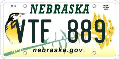 NE license plate VTF889