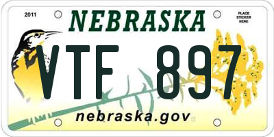 NE license plate VTF897