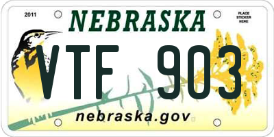 NE license plate VTF903