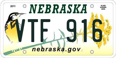 NE license plate VTF916
