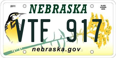 NE license plate VTF917
