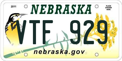 NE license plate VTF929
