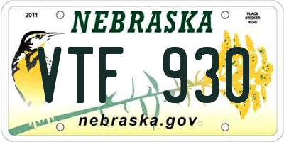 NE license plate VTF930