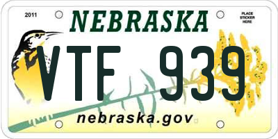 NE license plate VTF939