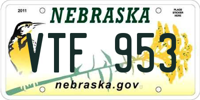 NE license plate VTF953