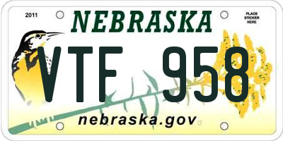 NE license plate VTF958