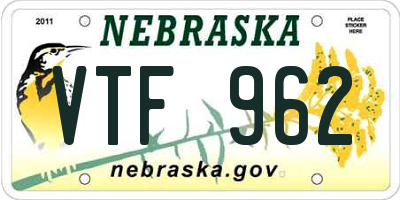 NE license plate VTF962