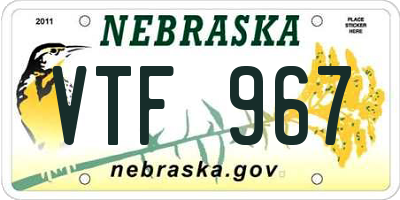 NE license plate VTF967