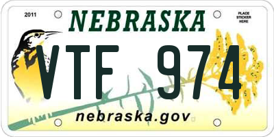 NE license plate VTF974