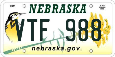 NE license plate VTF988