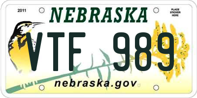 NE license plate VTF989