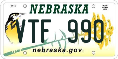 NE license plate VTF990