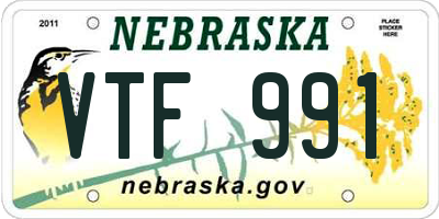 NE license plate VTF991